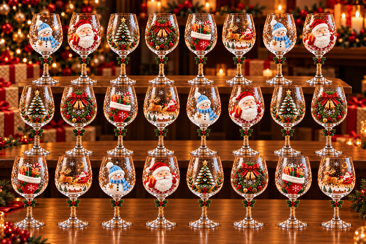 Set de Copas de Vino Navideñas 3D con Caja de Regalo · 4
