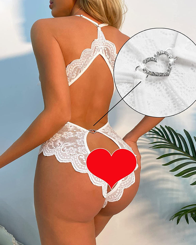 Body de Encaje Sexy con Escote Profundo y Espalda Descubierta